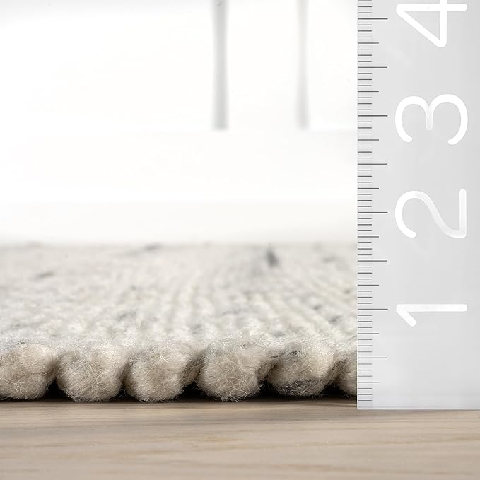 Rugs USA Santa Ynez Ivory/Grey, 5' x 8', Handmade, Marled, Wool & Cotton, Soft and Cozy, High Traffic, Stain Resistant, Easy Clean, Durable Area Rug for Bedroom, Living Room, Dining, Den, Foyer