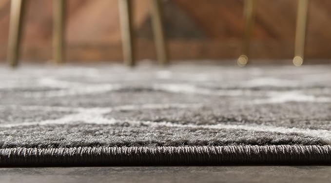 Rugs.com Lattice Frieze Collection Rug – 10' x 14' Dark Gray Medium Rug Perfect for Living Rooms, Large Dining Rooms, Open Floorplans