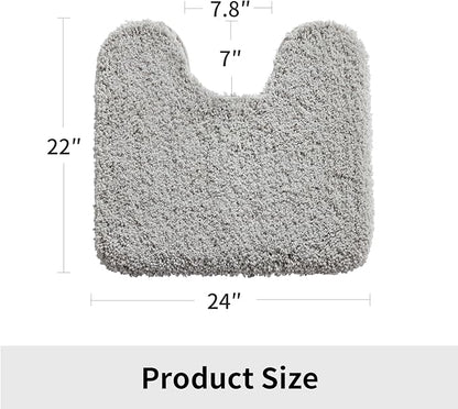 Grey Toilet Rug 22x24 Non Slip Fluffy Toilet Floor Mat U Shaped Washable Bathroom Contour Rug for Toilet Absorbent Thick Toilet Carpet