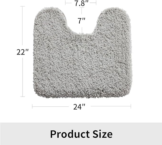 Grey Toilet Rug 22x24 Non Slip Fluffy Toilet Floor Mat U Shaped Washable Bathroom Contour Rug for Toilet Absorbent Thick Toilet Carpet
