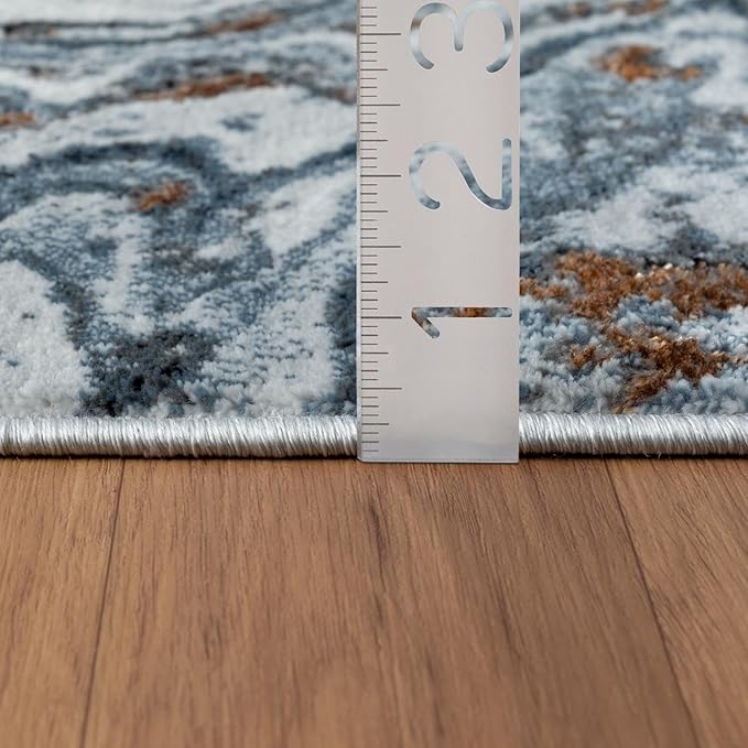 LUXE WEAVERS Marble Effect Abstract Blue 6x9 Area Rug