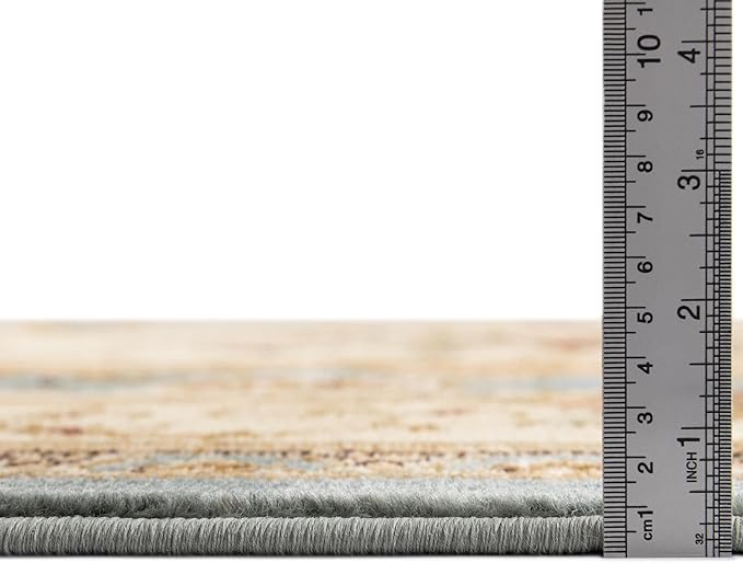 Rugs.com Chateau Collection Rug – 2' x 7' Runner Light Blue Medium Rug Perfect for Hallways, Entryways