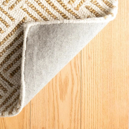 Dash & Albert Layers Ochre Hand Hooked Wool Rug, 7.5 X 9.5 Feet, Yellow/Orange Geometric Pattern - Premium Luxury Hotel Quality Soft Breathable Hypoallergenic Machine Washable Easy Care All Season