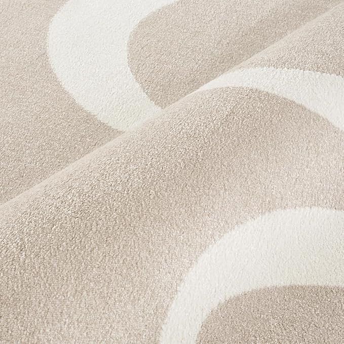 Abani Deco Collection Area Rug - Beige Modern Abstract Ribbon Design - 8' x 10' - for Living Room, Bedroom & Office