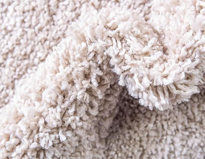 Unique Loom Davos Shag Collection Area Rug - Solid (5' 3" x 8' Rectangle, Linen)