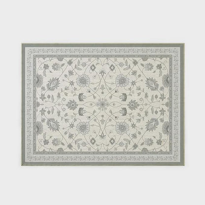 EVERGRACE Area Rugs for Living Room 9x12, Boho Floral Faux Wool Indoor Outdoor Rugs, Washable Rugs for Bedroom Dining Room Entryway Kitchen, Low Pile Floor Mat Carpet for Home Decor, Cool Gray