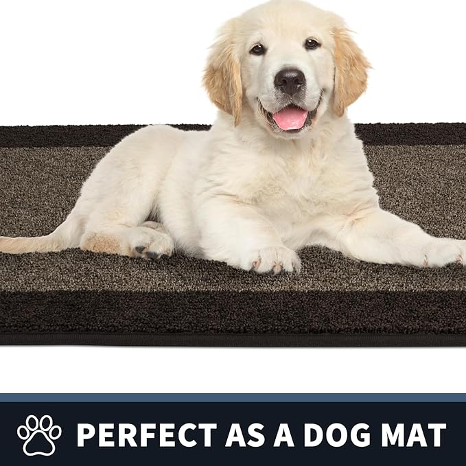 PURRUGS Dirt Trapping Door Mat 24" x 36", Non-Slip/Skid Machine Washable Entryway Rug, Shoes Scraper, Throw Rug, Super Absorbent Area Rug for Muddy Wet Shoes and Paws, Grayish Brown & Coffee