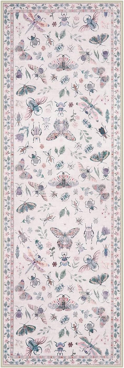 Lahome Insect Washable Runner Rug, 2x6 Kitchen Runners for Hallways 6 Feet Non Slip, Soft Laundry Room Rug Ultra-Thin Long Carpet for Bathroom Bedroom Entryway, Pink