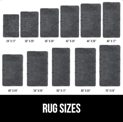 GORILLA GRIP Bath Rug Mat 48x17, Soft Absorbent Chenille, Quick Dry Microfiber Mats, Rubber Backing Washable Shower Floor Rugs, Bathmat Runner, US Designed Bathroom Home Decor Accessories Charcoal
