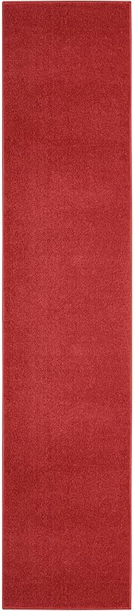 Nourison Home Nourison Essentials Brick Red 2'2" x 16' Area Rug - Easy Clean, Non Shedding, Bed Room, Living Room, Dining Room, Kitchen (16' Runner)