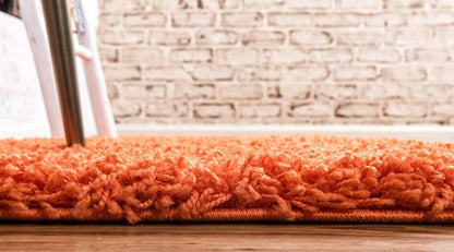Unique Loom Solid Shag Collection Area Rug (2' 6" x 13' 1" Runner, Tiger Orange)