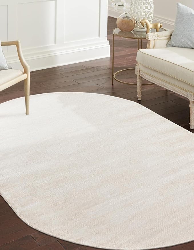 Unique Loom Finsbury Collection Area Rug - Kate (5' 3" x 8' Oval, Ivory/ Beige)