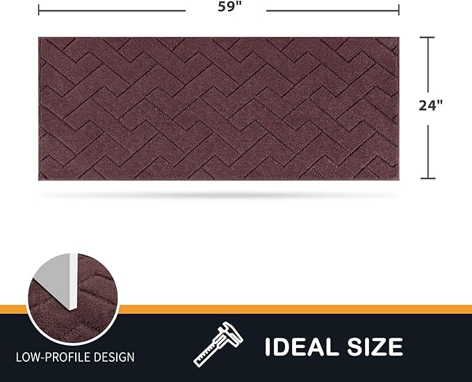 PURRUGS Dirt Trapping Door Mat 24" x 59", Non-Slip Machine Washable Entry Rug, Shoe Scraper, Dog Doormat, Super Absorbent Welcome Mat for Front & Back Door, Muddy Wet Shoes & Paws, Burgundy Red