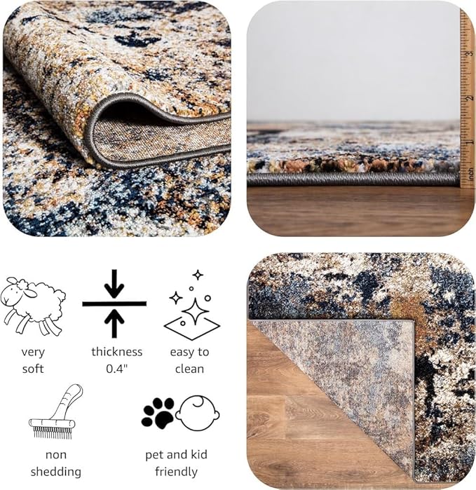 Keen Home Design Area Runner Rugs - 2x10 Non-Shedding, Abstract Runner for Kitchen, Living Room, Bedroom, Dining Room, Entryway - Size: 2'8" x 9'11", Multi