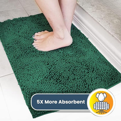 Muddy Mat® | Super Absorbent Door Mat Indoor, Microfiber Quick Dry Chenille Entryway Rug, Non-Slip Front Door Mat, Indoor Mats for Entryway, Machine Washable Pet Rug, Dark Green 36" x 120"