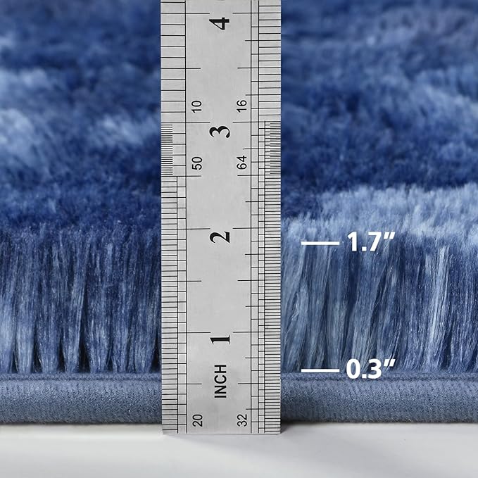 Large Shag Area Rugs 8 x 10, Plush Fuzzy Rugs for Living Room, Ultra Soft Fluffy Furry Rug for Bedroom, Indoor Carpet Nursery Rugs for Kids Room Home Decor, Tie-Dyed Navy Blue
