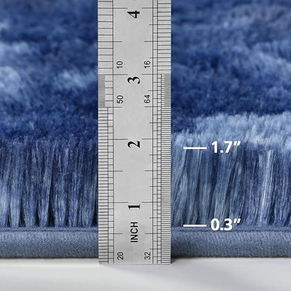 Large Shag Area Rugs 6 x 9, Plush Fuzzy Rugs for Living Room, Ultra Soft Fluffy Furry Rug for Bedroom, Indoor Carpet Nursery Rugs for Kids Room Home Decor, Tie-Dyed Navy Blue