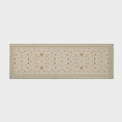 EVERGRACE Hallyway Area Runner Rugs 2x6, Boho Floral Faux Wool Indoor Outdoor Rugs, Washable Rugs for Bedroom Bathroom Living Room Kitchen, Low Pile Floor Mat Carpet for Home Decor, Natural Beige