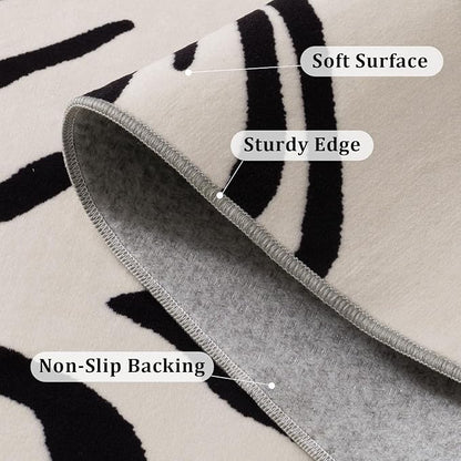 YIHOUSE Tiger Washable Area Rugs 8'x10', Black and Beige Modern Rug for Living Room, Bedroom, Ultra Thin Animal Stripe Print Rug for Girls Boys Nursery, Playroom, Dorm Room