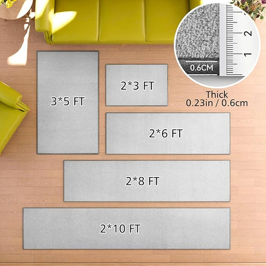 Area Rug with Non Slip Rubber Backing, Washable Soft Floor Carpet for Living Room, Kitchen, Entryway Indoor, Bedroom, Laundry, Low Pile Area Rugs, Solid Color with Pointillism Style, 3 * 5 ft Grey