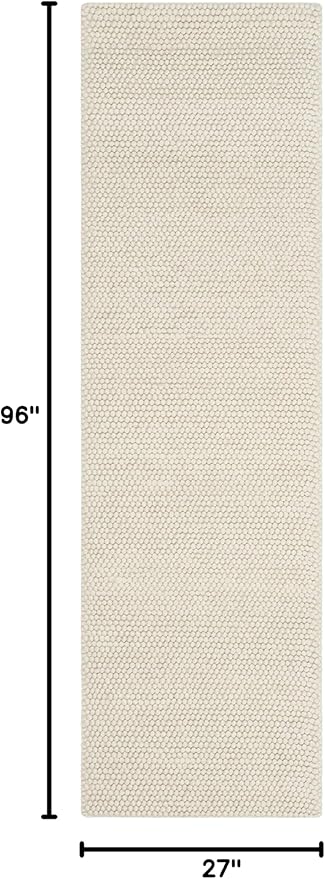SAFAVIEH Natura Collection Runner Rug - 2'3" x 8', Ivory, Handmade Wool Blend, Textured Design, Ideal for Hallway, Bedroom, Foyer (NAT620A)