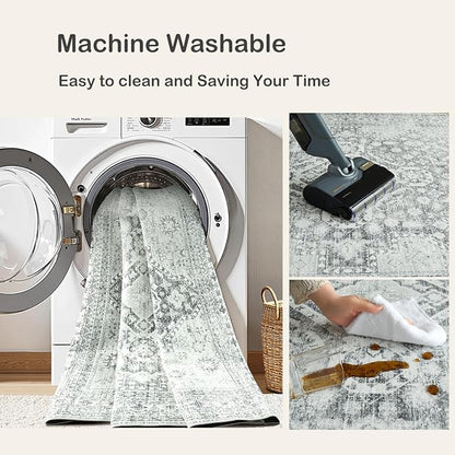 Washable Area Rugs 6x9,Boho Area Rug,Collapsible Area Rug for Bedroom, Entryway, Kitchen, Bathroom