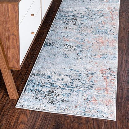 Rugs.com Leipzig Collection Runner Rug – 10 Ft Runner Multi Low-Pile Rug Perfect for Hallways, Entryways