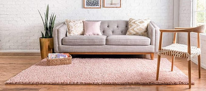 Unique Loom Davos Shag Collection Area Rug - Solid (4' 1" x 6' 1" Rectangle, Dusty Rose)