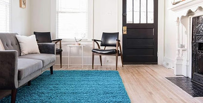 Unique Loom Solid Shag Collection Area Rug (8' x 11' Rectangle, Turquoise)