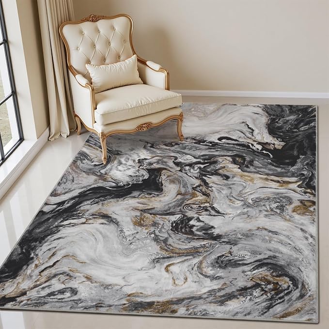 3x5 Washable Area Rugs for Living Room, Modern Abstract Rug Entryway Kitchen Non Slip Throw Rug, Stain Resistant Carpet for Dining Room Playroom Bedroom, Pet & Kids Friendly