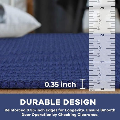 KOZYFLY Runners for Hallways 2x6 ft Washable Kitchen Runner Non Slip Rubber Backed Hall Runners Cotton Entryway Runner Rugs Floor Carpet for Indoor Backdoor Bedroom Kitchen, Royal Blue/Navy