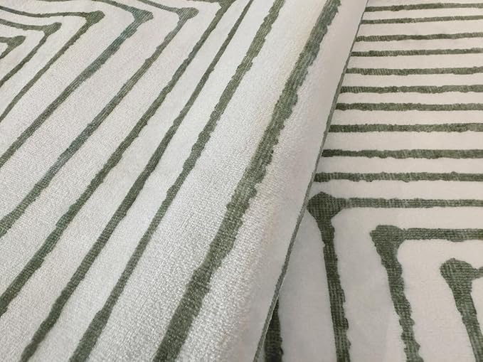 GLN Rugs Contemporary Collection - Machine Washable Area Rug, Contemporary Washable, Non Slip, Low Pile Chenille Rug, Living Room, Bedroom, Kitchen Rug (2' x 3' Green Beige)