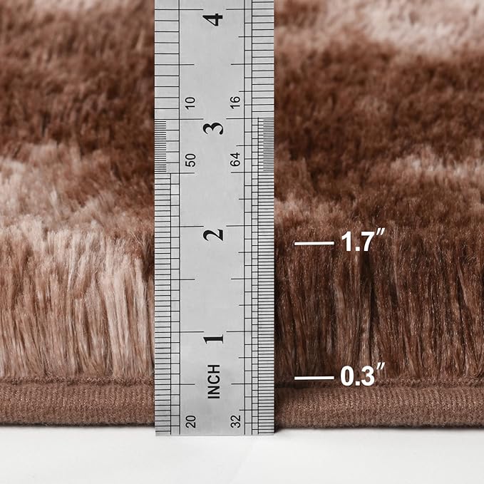 Large Shag Area Rugs 8 x 10, Tie-Dyed Plush Fuzzy Rugs for Living Room, Ultra Soft Fluffy Furry Rug for Bedroom, Indoor Carpet Nursery Rugs for Kids Room Home Decor, Coffee