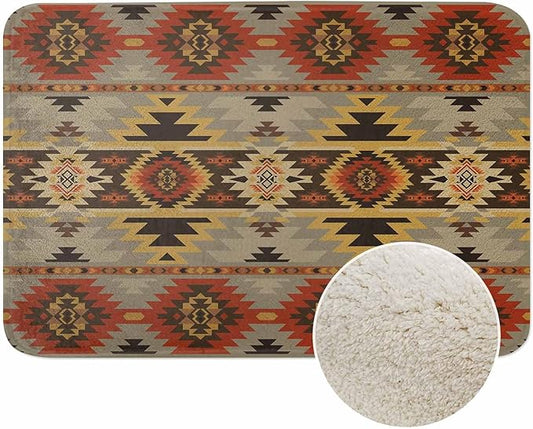 Geometric Pattern Bath Mats for Bathroom American Navajo Style Aztec Floor Bath Rugs Machine Washable Bathmat Carpet Rug Room Decor for Shower Floor 20 X 31 Inch Mat