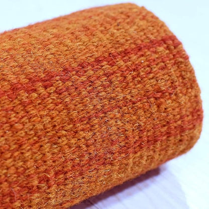 Rugsotic Carpets Hand Woven Flat Weave Kilim Wool ECO-Friendly Area Rugs - 10'x13', Rectangle Shape, Dark Orange Color, Solid Plain Design, Low Pile Handmade Rugs for Living Room (D00111)