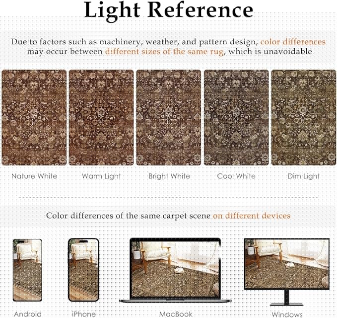 HUGEAR 2x6 Runner Rug Machine Washable Brown Hallway Area Rugs Indoor Accent Rugs Floral Low Pile Carpet Distressed Throw Rug Bedroom Living Room Office Dining Kitchen Laundry Non Slip