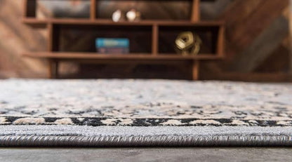 Unique Loom Sialk Hill Collection Area Rug - Washington (2' 7" x 10' Runner Gray/Black)