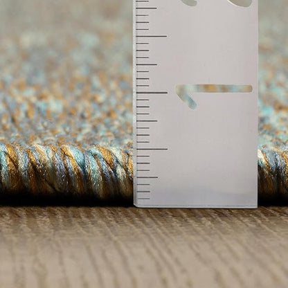 LUXE WEAVERS Modern Farmhouse Green 5x7 Washable Area Rug, Anti-Slip Diamond Pattern Carpet