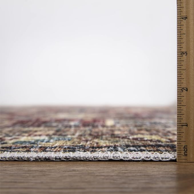 Bloom Rugs Caria Washable Non-Slip 9x12 Rug - Dark Red/Multicolor Traditional Area Rug for Living Room, Bedroom, Dining Room, and Kitchen - Exact Size: 9' x 12'