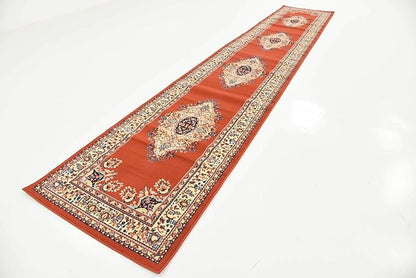 Unique Loom Reza Collection Traditional Persian Style Area Rug, 3 ft x 16 ft 5 in, Terracotta/Ivory
