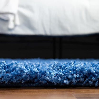Unique Loom Solid Shag Collection Area Rug (4' 1" Round, Periwinkle Blue)