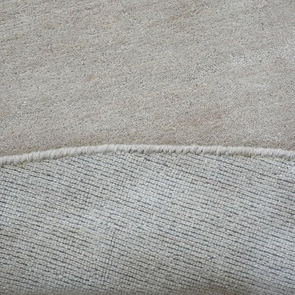 Hand Knotted Loom Wool ECO-Friendly Area Rugs - 8'x8', Round, Beige Color, Solid Plain Design, High Pile Thick Handmade Anti Skid Area Rugs for Living Room, Bed Room (L00111)