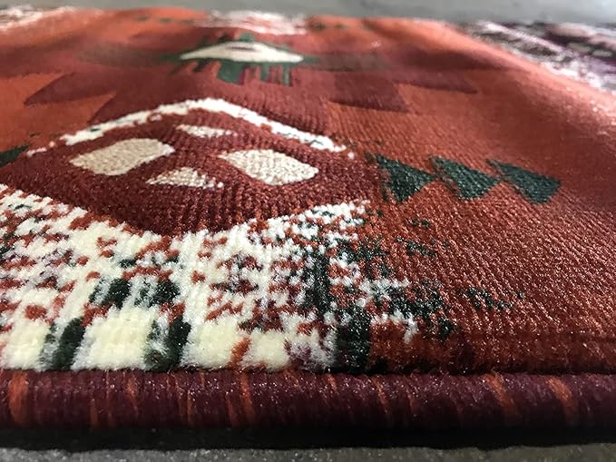 YHSF South West Native American Area Rug C318 - Easy Clean, Thick, Soft, Durable Native Tribal American Indian Inspired Rug for Bedroom/Living Room and more - Rust, 2 Feet 4 Inches x 10 Feet 11 Inches