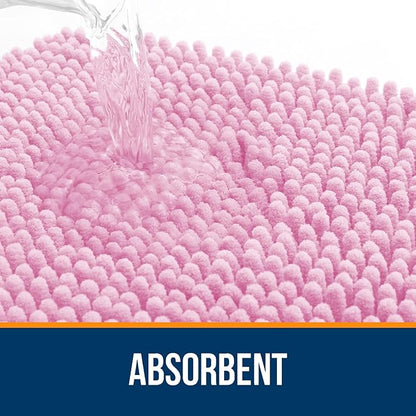 OLANLY Bathroom Rugs 36x24, Extra Soft Absorbent Chenille Bath Rugs, Rubber Backing Quick Dry, Machine Washable Bath Mats for Bathroom Floor, Tub and Shower, Home Decor Accessories, Pink