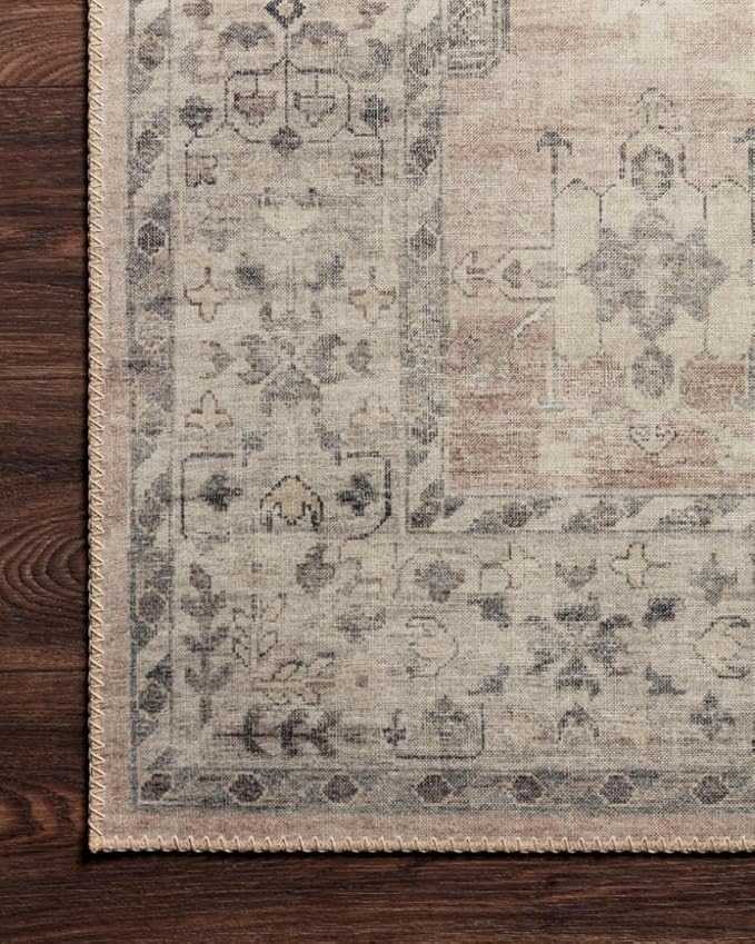 Loloi Hathaway Collection HTH-03 Java/Multi 9'-0" x 12'-0", .25" Thick Area Rug, Soft, Durable, Printed, Modern, Low Pile, Non-Shedding, Easy Clean, Living Room Rug