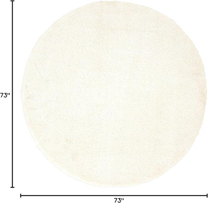 Unique Loom Solo Collection Area Rug - Calabasas (6' 1" Round, Snow White)