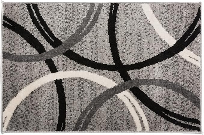 Rugshop Wavy Circles Design Accent Rug, Carpet with Jute Backing for Entryway or Bathroom, Gray, 2' x 3'