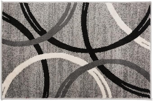 Rugshop Wavy Circles Design Accent Rug, Carpet with Jute Backing for Entryway or Bathroom, Gray, 2' x 3'