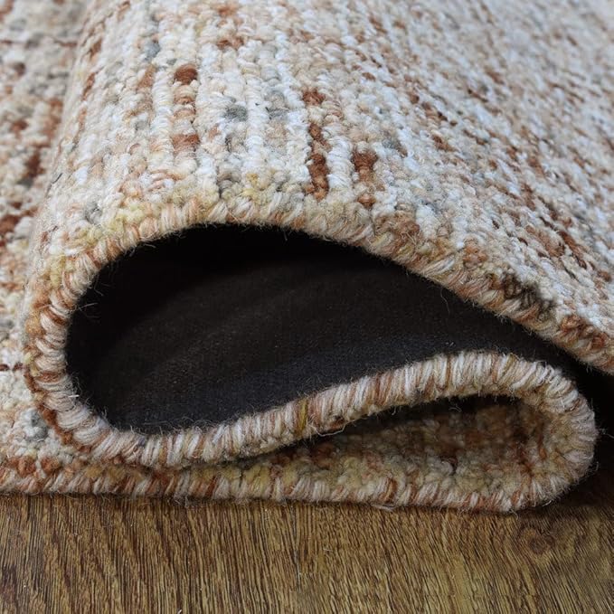 Hand Tufted Wool ECO-Friendly Area Rugs - 2'6''x11', Runner Shape, Light Brown, Solid Plain Design, High Pile Thick Handmade Area Rugs for Living Room, Bed Room (KWC111)