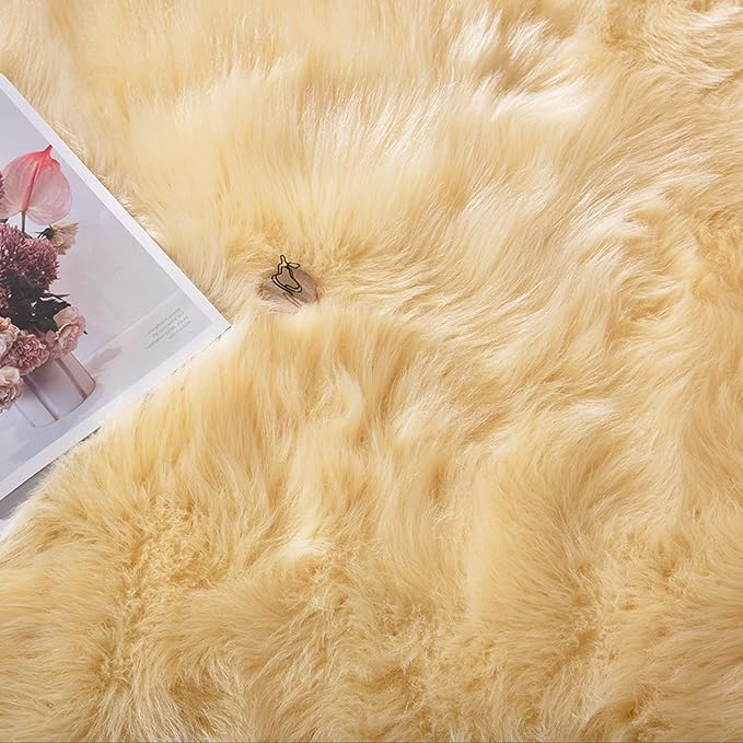 Latepis Large Area Rugs Yellow 6.7X10 Fluffy Shag Rugs Washable Faux Fur Rug for Living Room Plush Soft Fuzzy Rug for Bedroom Playroom Home Decor Rectangle